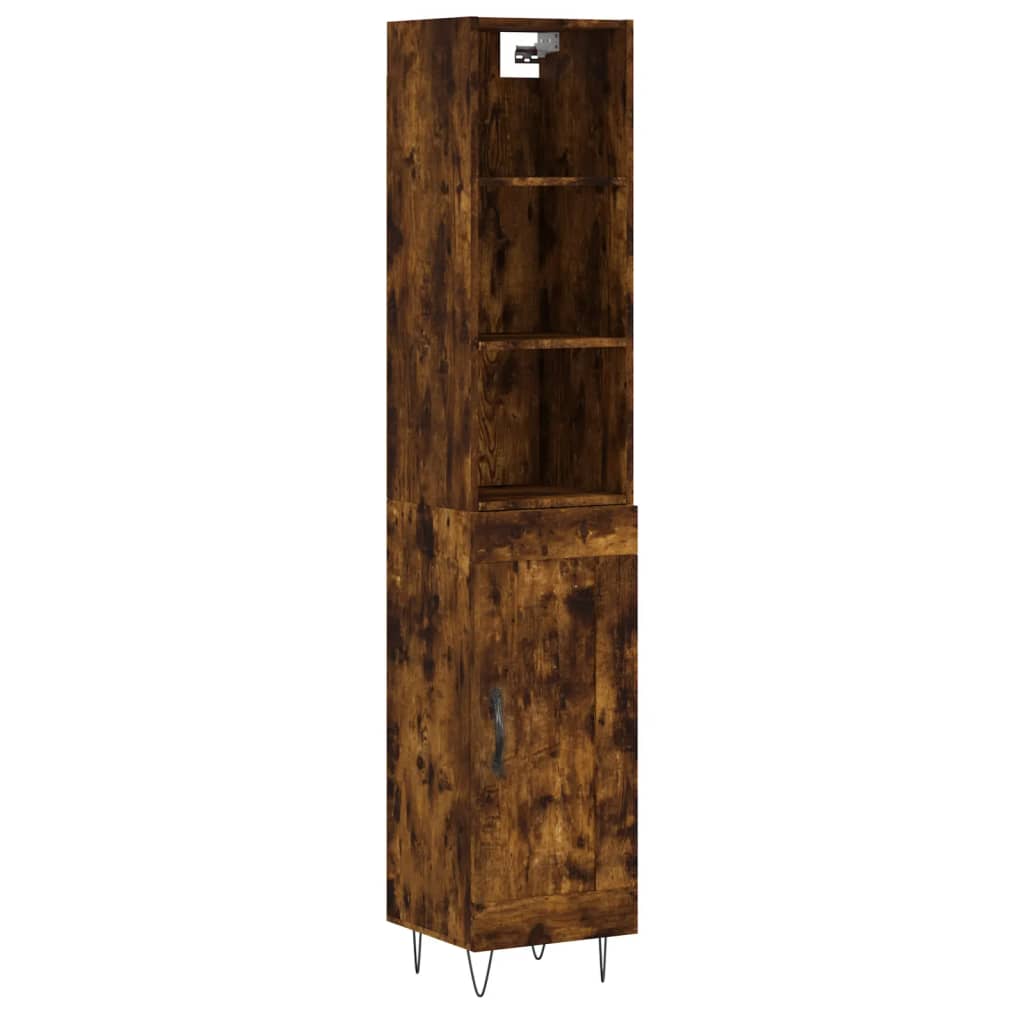 Buffet haut chêne fumé 34,5x34x180 cm matériau bois