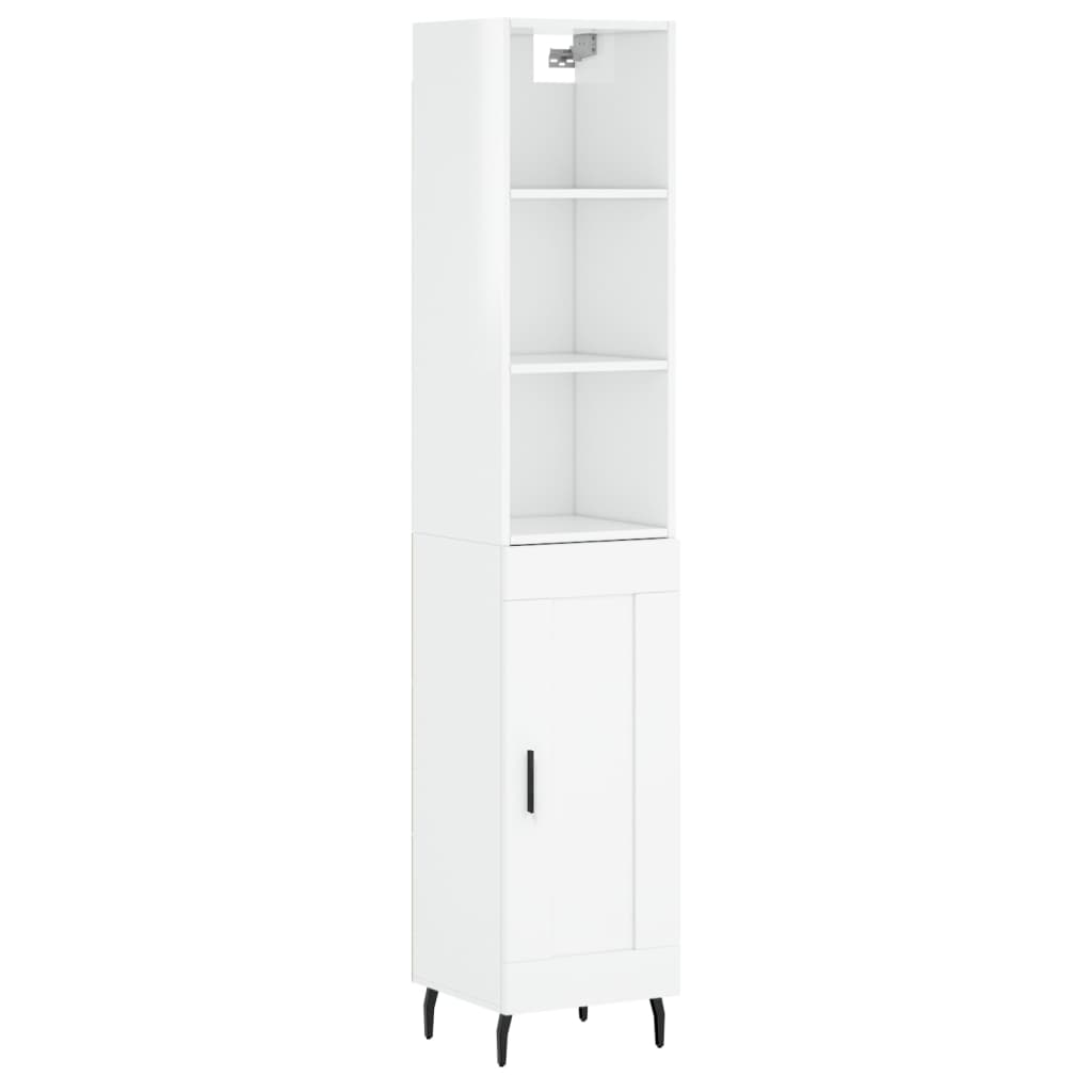 Buffet haut blanc brillant 34,5x34x180 cm en bois