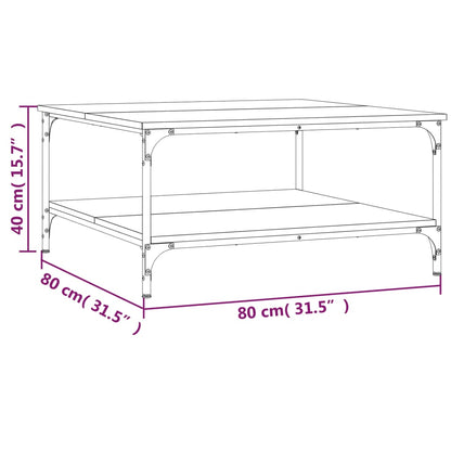 Mesa de centro aspecto roble marrón 80x80x40 cm de madera