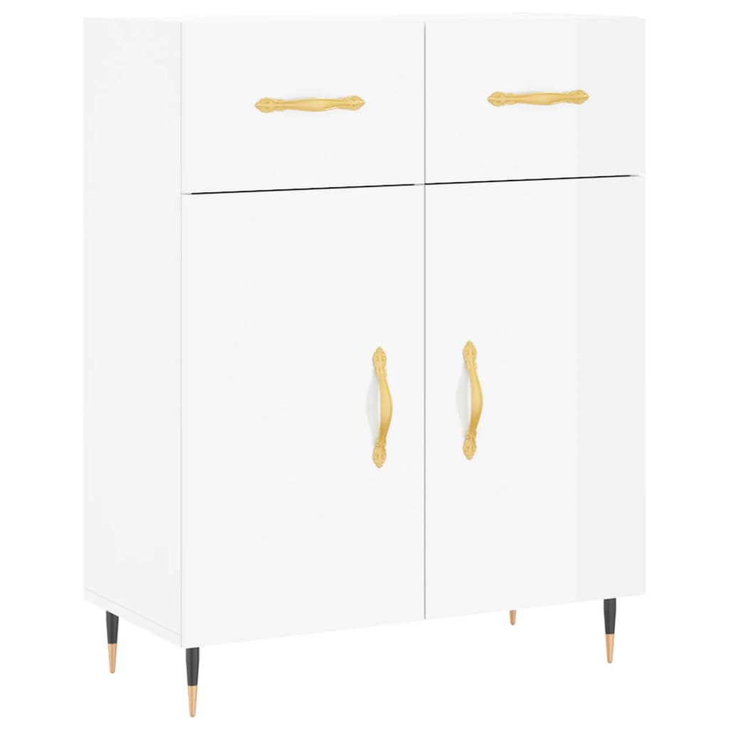 Buffet blanc brillant 69,5x34x90 cm en bois