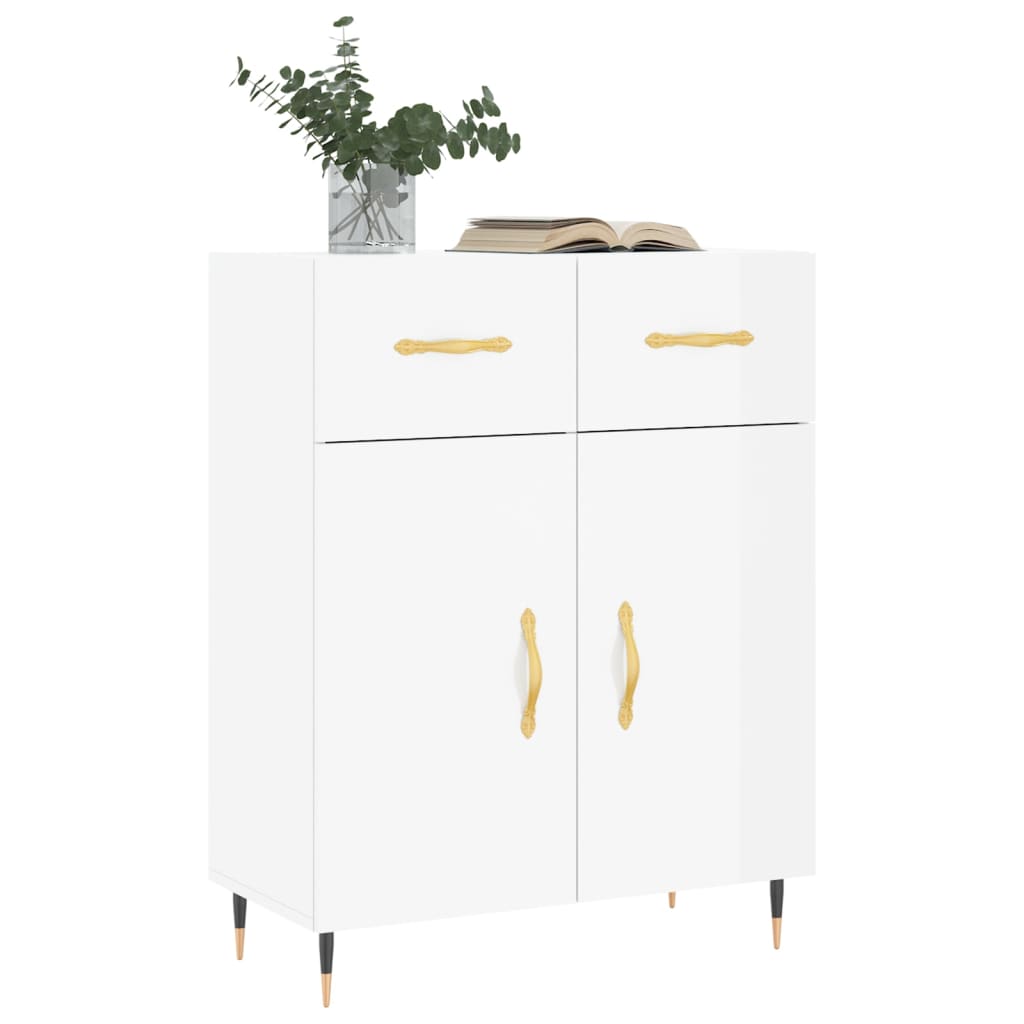 Buffet blanc brillant 69,5x34x90 cm en bois