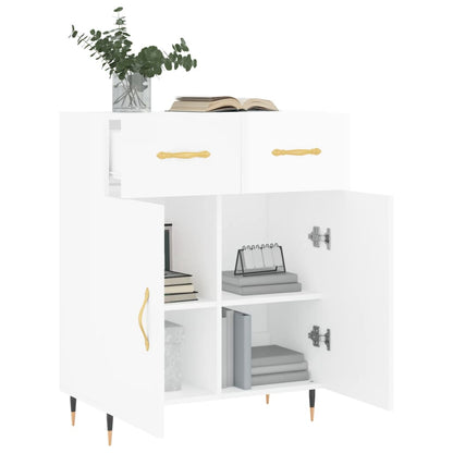 Buffet blanc brillant 69,5x34x90 cm en bois