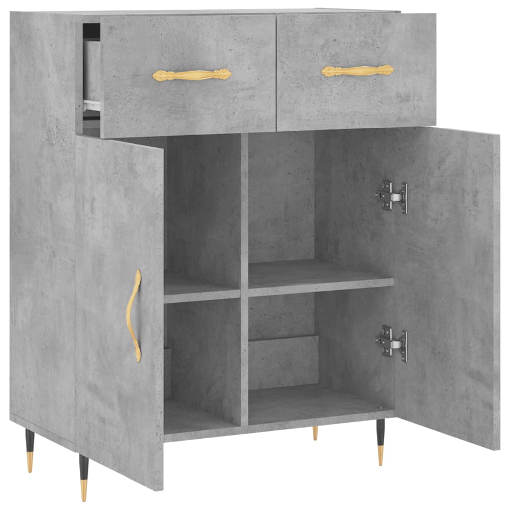 Buffet gris béton 69,5x34x90 cm en bois