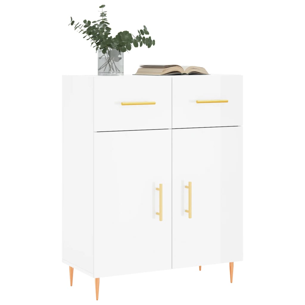 Buffet blanc brillant 69,5x34x90 cm en bois