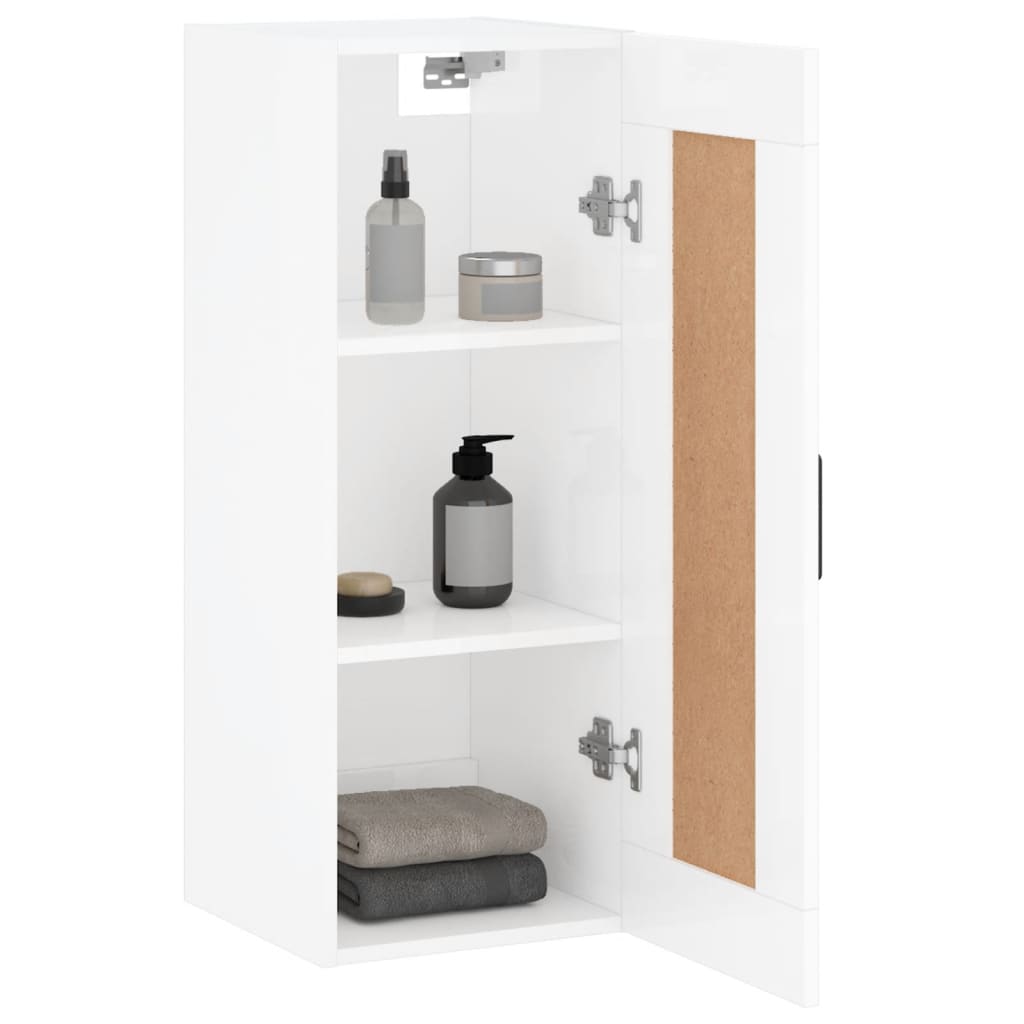 Wandschrank Hochglanz-Weiß 34,5x34x90 cm Holzwerkstoff