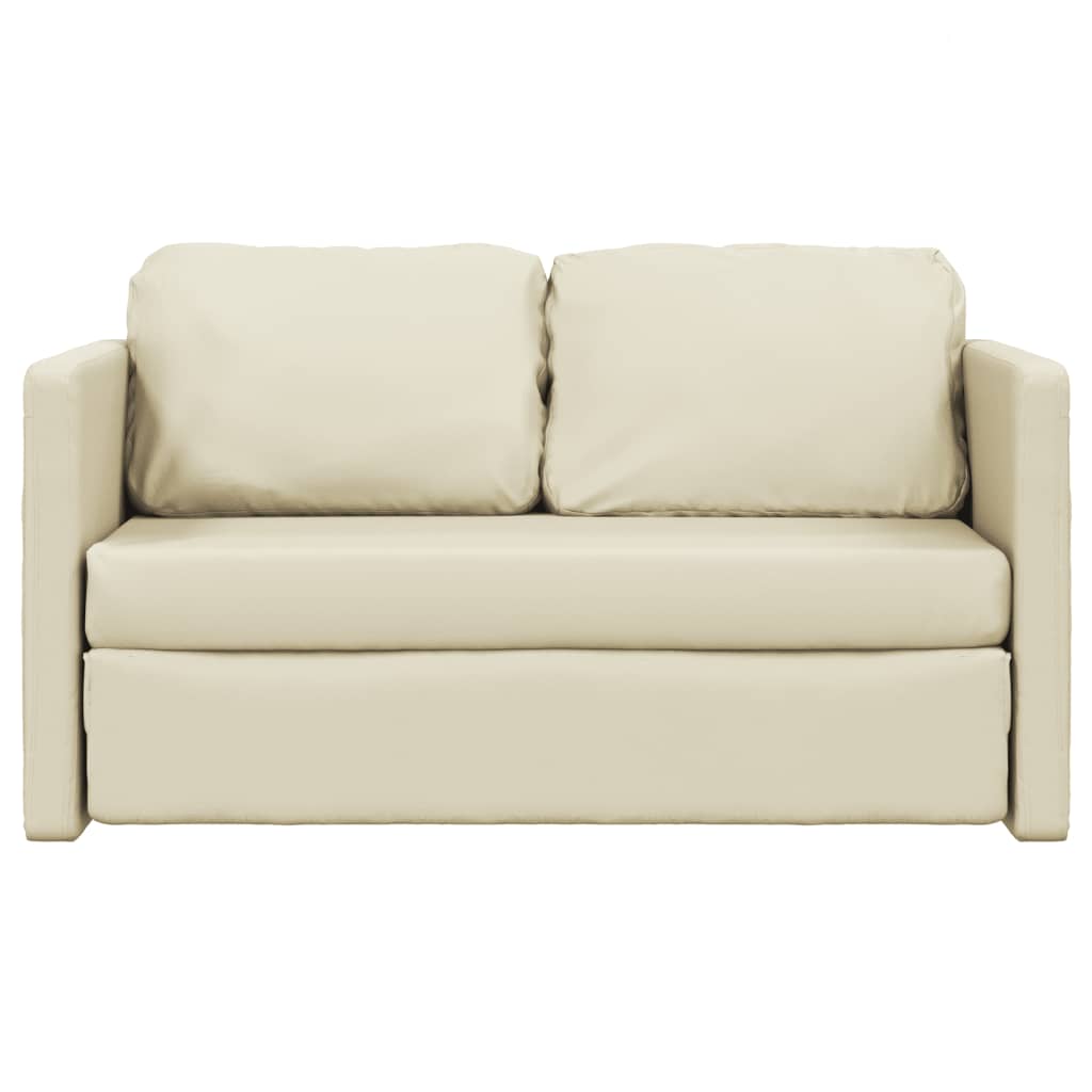 Bodensofa mit Schlaffunktion Creme 112x174x55 cm Kunstleder