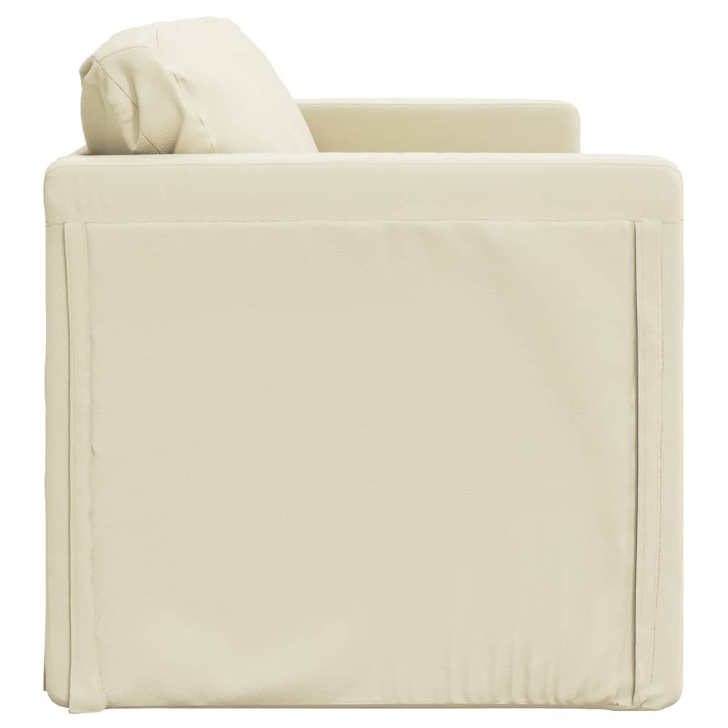 Bodensofa mit Schlaffunktion Creme 112x174x55 cm Kunstleder