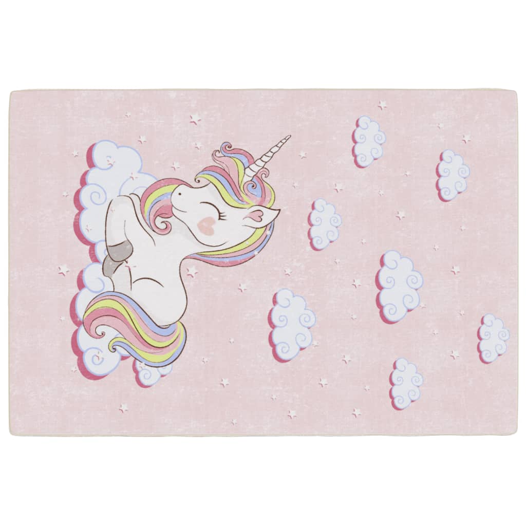 Alfombra Infantil Unicornio Rosa 160x230 cm Lavable Antideslizante