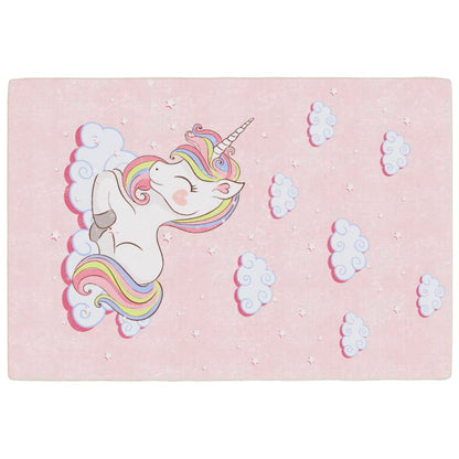 Alfombra Infantil Unicornio Rosa 160x230 cm Lavable Antideslizante