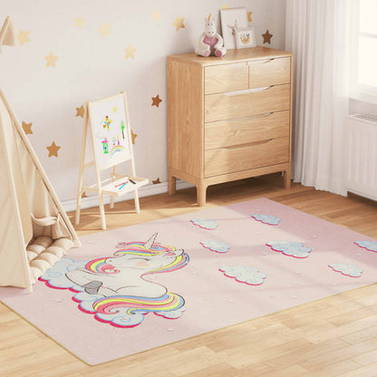 Alfombra Infantil Unicornio Rosa 160x230 cm Lavable Antideslizante