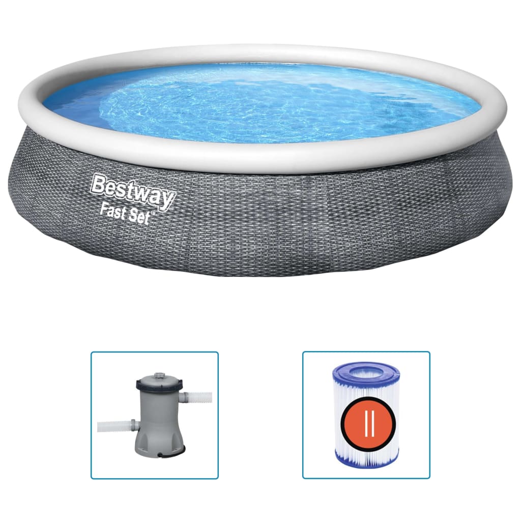 Bestway Fast Set Piscina con Bomba Hinchable 396x84 cm