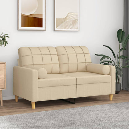 2-Sitzer-Sofa mit Zierkissen Creme 120 cm Stoff