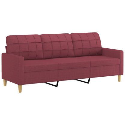 3-Sitzer-Sofa mit Zierkissen Weinrot 180 cm Stoff