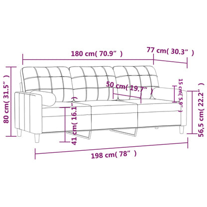 3-Sitzer-Sofa mit Zierkissen Weinrot 180 cm Stoff