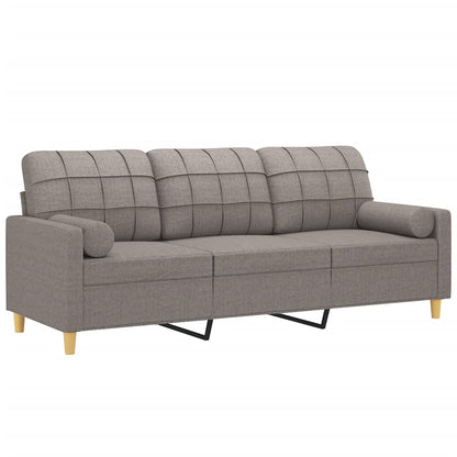 3-Sitzer-Sofa mit Zierkissen Taupe 180 cm Stoff