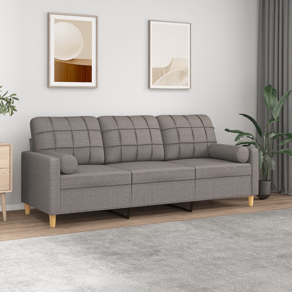 3-Sitzer-Sofa mit Zierkissen Taupe 180 cm Stoff