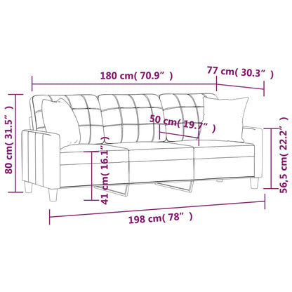 3-Sitzer-Sofa mit Zierkissen Weinrot 180 cm Kunstleder