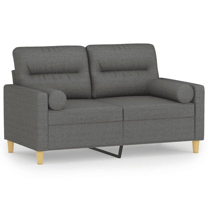 2-Sitzer-Sofa mit Zierkissen Dunkelgrau 120 cm Stoff