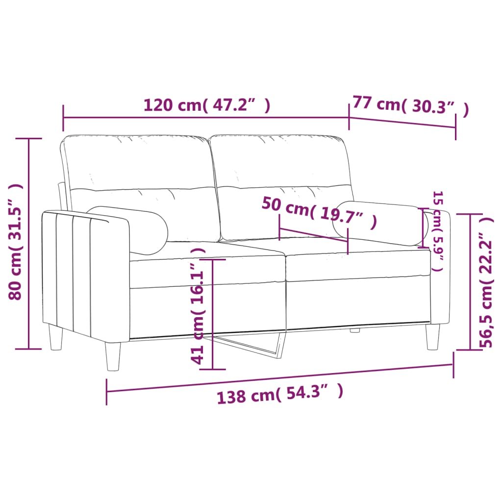 2-Sitzer-Sofa mit Zierkissen Dunkelgrau 120 cm Stoff