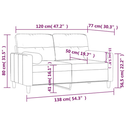 2-Sitzer-Sofa "Carmen" mit Zierkissen Taupe 120 cm Stoff