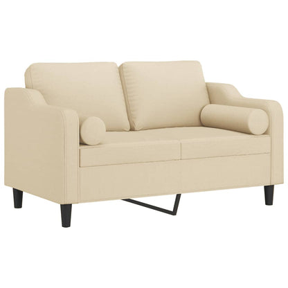 2-Sitzer-Sofa mit Zierkissen Creme 120 cm Stoff