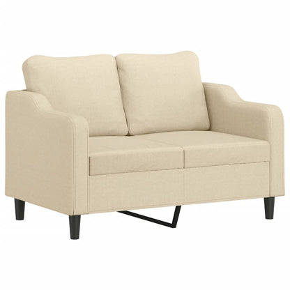 2-Sitzer-Sofa mit Zierkissen Creme 120 cm Stoff