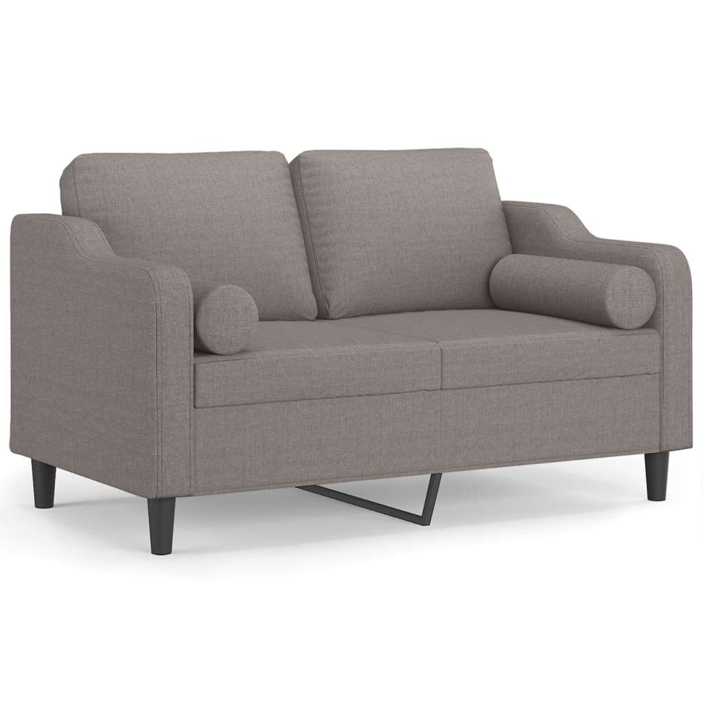 2-Sitzer-Sofa "Stephan" mit Zierkissen Taupe 120 cm Stoff