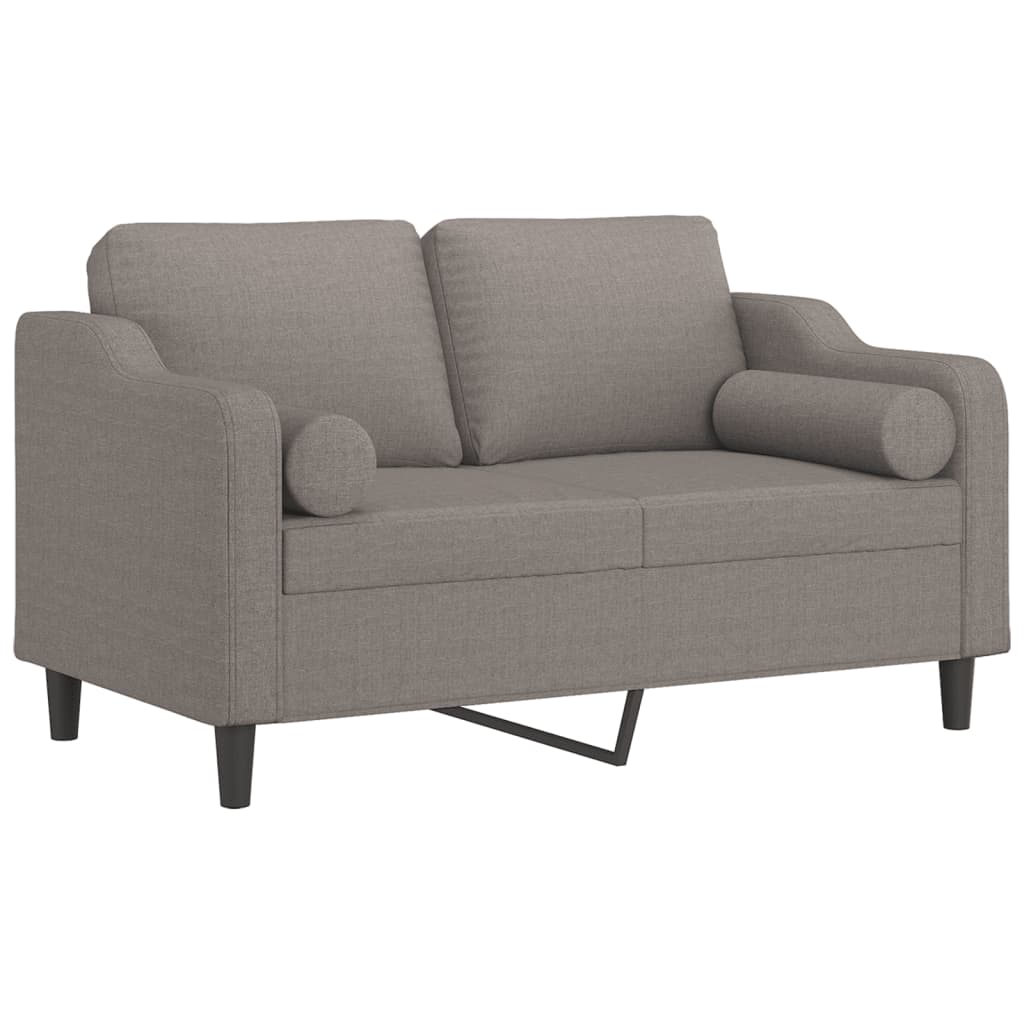 2-Sitzer-Sofa "Stephan" mit Zierkissen Taupe 120 cm Stoff