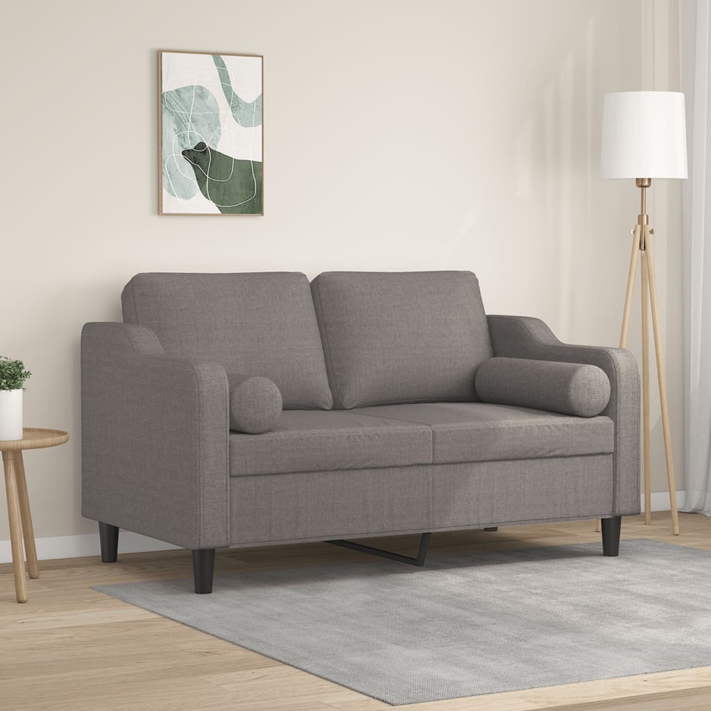 2-Sitzer-Sofa "Stephan" mit Zierkissen Taupe 120 cm Stoff