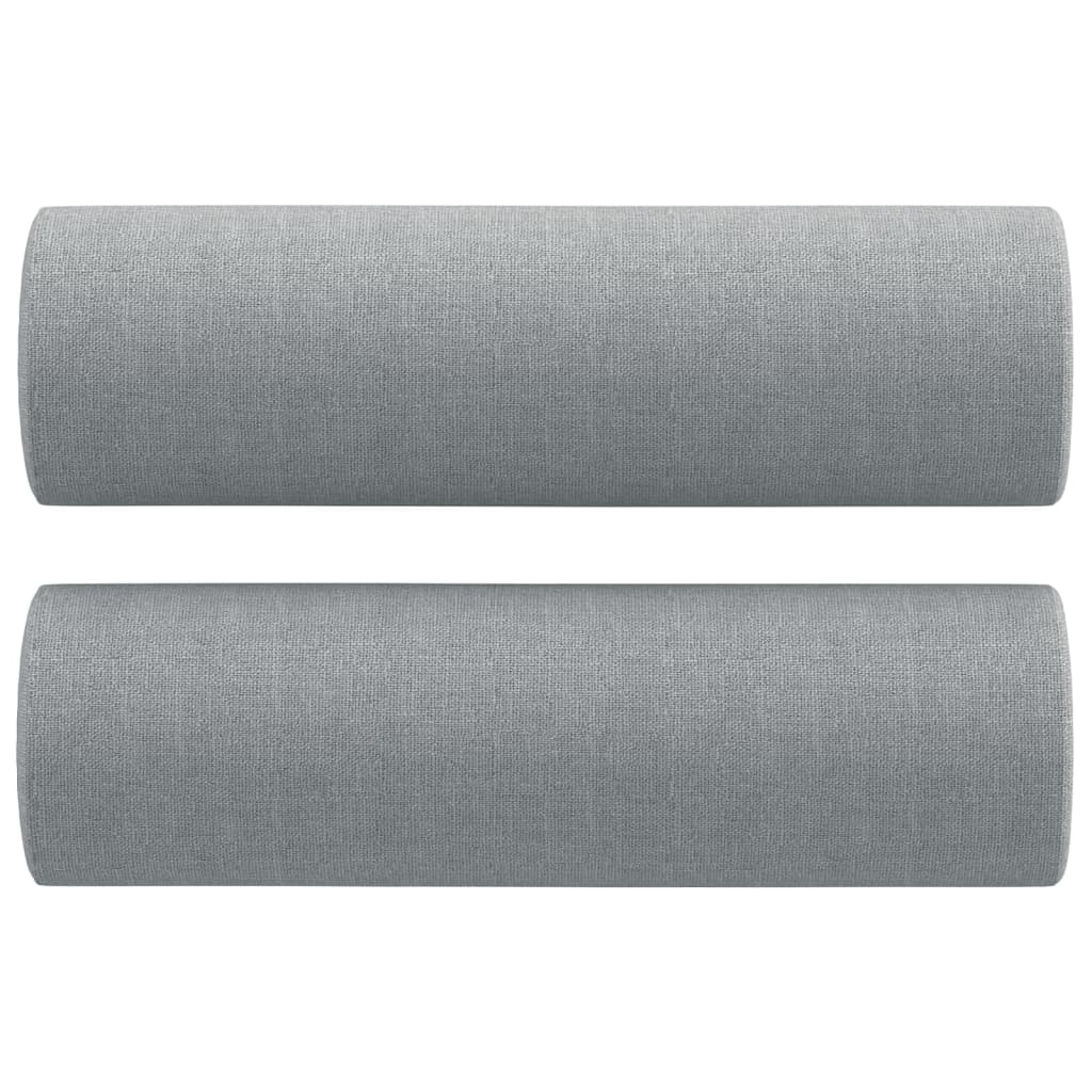 Sofá 2 plazas con cojines decorativos tela gris claro 140 cm