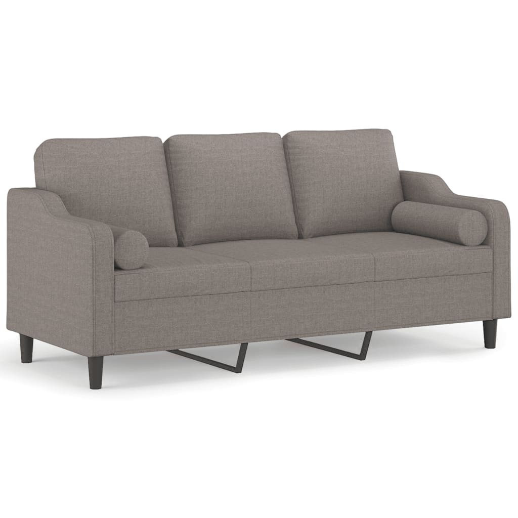 3-Sitzer-Sofa mit Zierkissen Taupe 180 cm Stoff