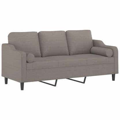 3-Sitzer-Sofa mit Zierkissen Taupe 180 cm Stoff