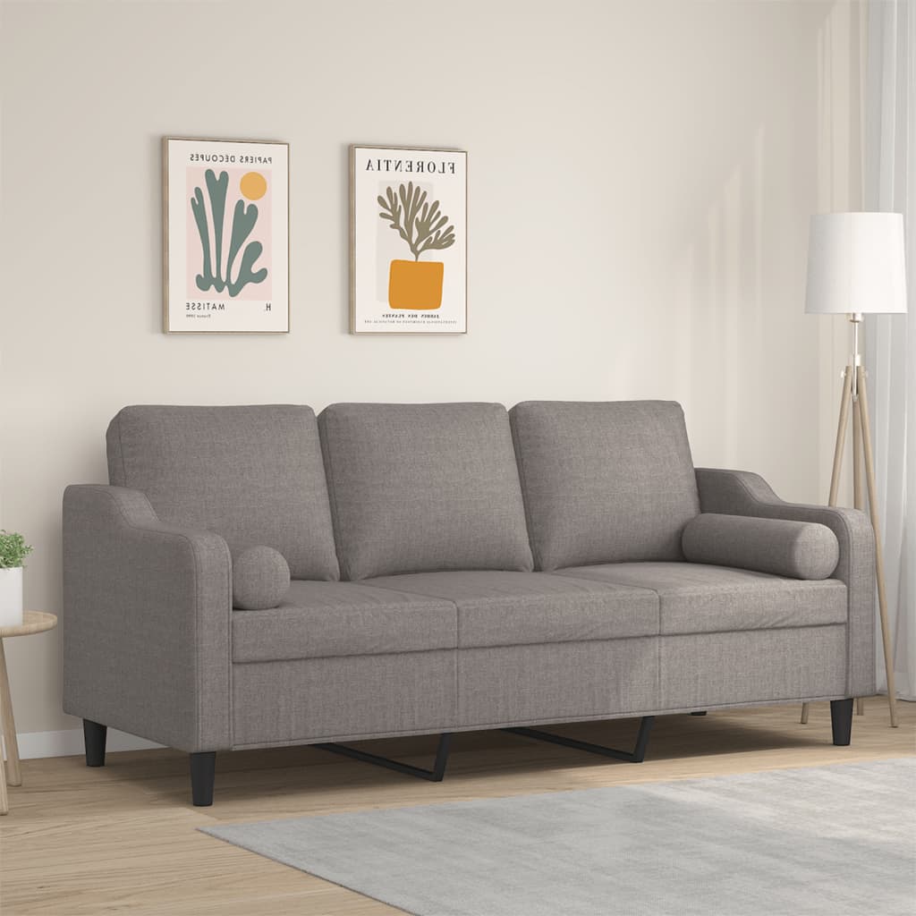 3-Sitzer-Sofa mit Zierkissen Taupe 180 cm Stoff