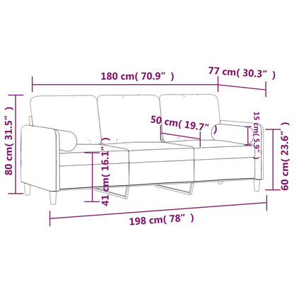 3-Sitzer-Sofa mit Zierkissen Braun 180 cm Samt