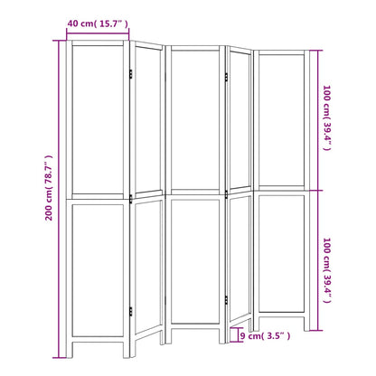 5 uds. Separador de ambientes de madera maciza de Paulownia marrón oscuro