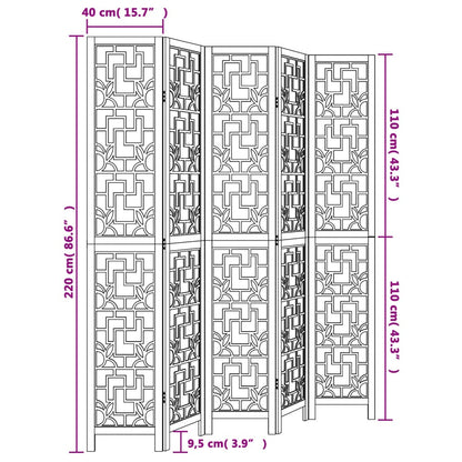 5 uds. Separador de ambientes de madera maciza de Paulownia marrón