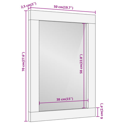 Badspiegel 50x70x2,5 cm Massivholz Mango und Glas