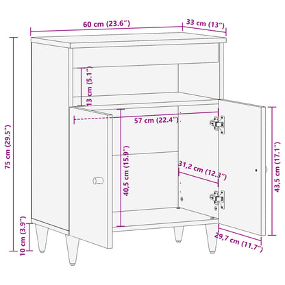 Beistellschrank 60x33x75 cm Massivholz Mango