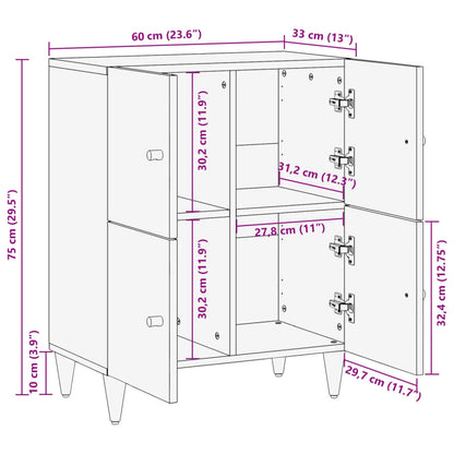 Beistellschrank 60x33x75 cm Massivholz Mango