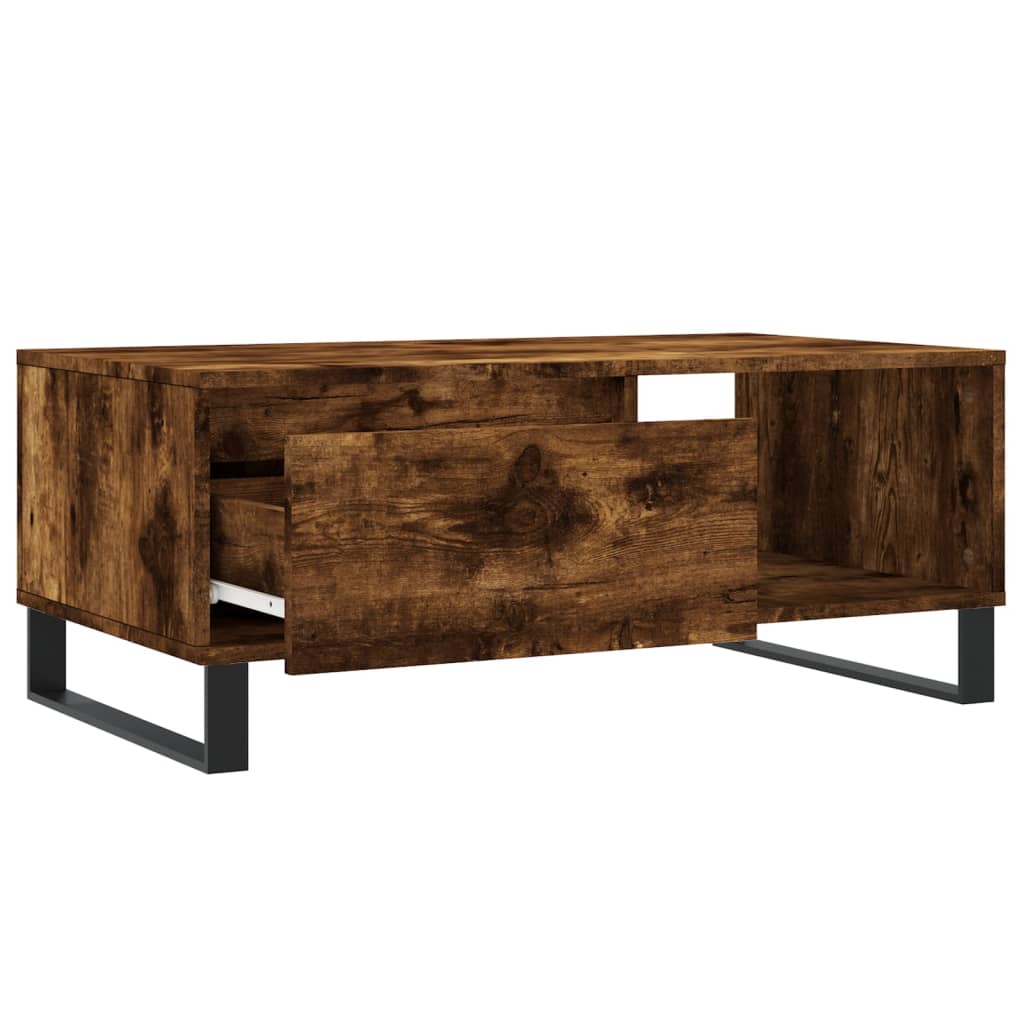 Table basse chêne fumé 90x50x36,5 cm en bois