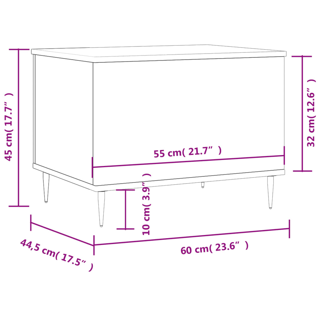 Couchtisch Braun Eichen-Optik 60x44,5x45 cm Holzwerkstoff