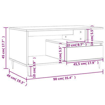 Table basse chêne fumé 90x49x45 cm en bois