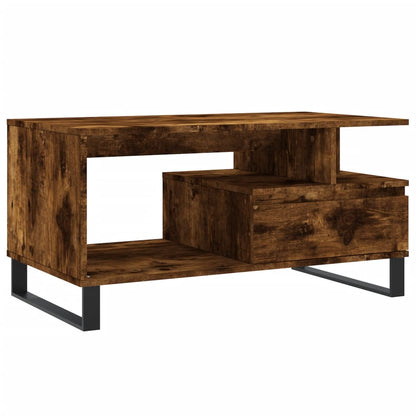 Table basse chêne fumé 90x49x45 cm en bois