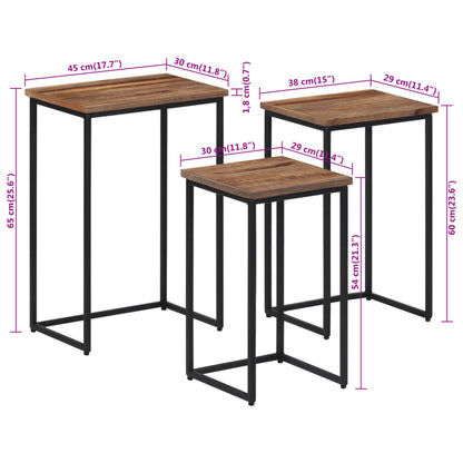 Satztische 3 Stk. Massivholz Teak