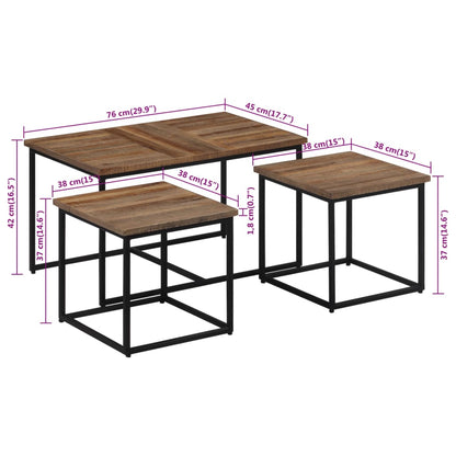 Tables gigognes 3 pcs. Bois de teck massif