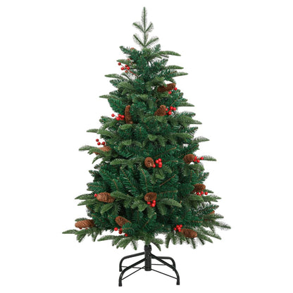 Sapin de Noël artificiel pliable avec cônes et baies 150 cm