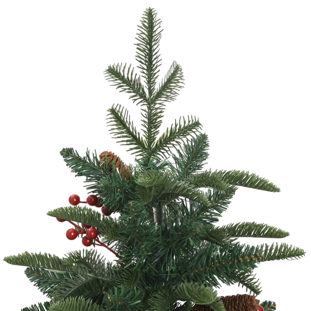 Sapin de Noël artificiel pliable avec cônes et baies 150 cm