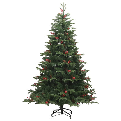 Sapin de Noël artificiel pliable avec cônes et baies 210 cm