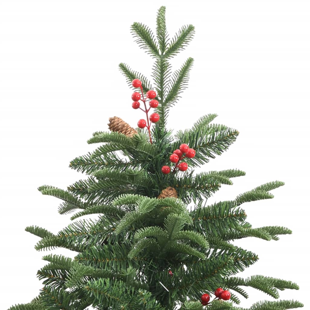 Sapin de Noël artificiel pliable avec cônes et baies 210 cm