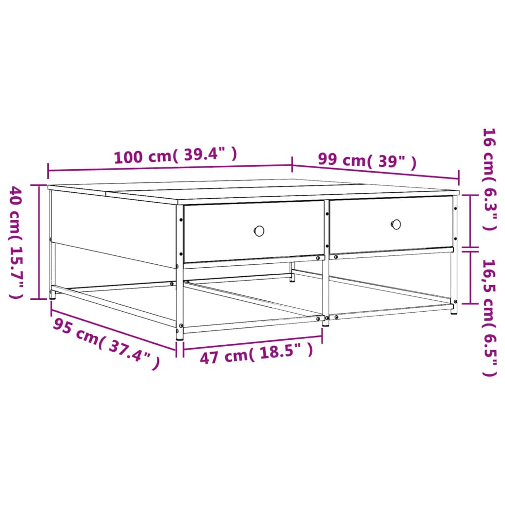 Couchtisch Braun Eichen-Optik 100x99x40 cm Holzwerkstoff